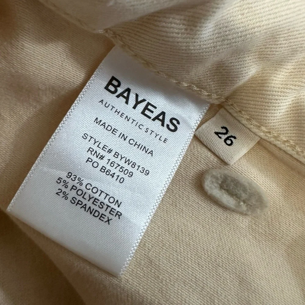 Bayeas cream colored wide leg jeans EUC women’s size 26 - Picture 3 of 4